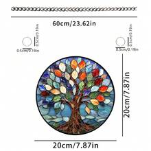 1pc, Colorful Glass Window Hanging, Colorful Life Tree Light Catcher, Used For Window Courtyard Garden Porch Decoration, Room Hanging Decoration, Gifts For Ladies, Men, Wives, Aunties And Mothers, Christmas Decoration, 2D