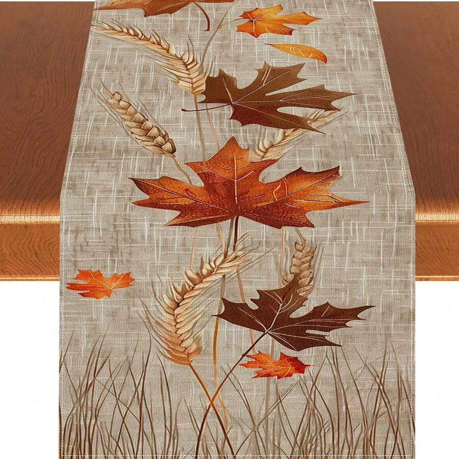 1/108 pezzi Tappeto da tavola autunnale per il Ringraziamento con foglie d'acero e zucche - in poliestere, decorazione stagionale per casa, cucina e sala da pranzo, in varie misure, robusto e durevole, centrotavola a tema autunnale per gli amanti dell'autunno e gli organizzatori di feste