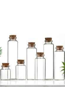 1/5/10/20个30毫米直径软木塞，高硼硅玻璃许愿瓶，漂流瓶，幸运星，糖果，药丸，花茶，玻璃储物瓶 - 彩色 - 查看 1