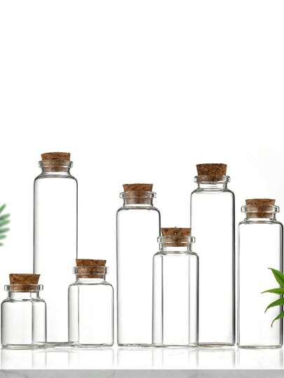 1/5/10/20个30毫米直径软木塞，高硼硅玻璃许愿瓶，漂流瓶，幸运星，糖果，药丸，花茶，玻璃储物瓶