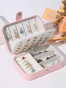 1件大容量珠宝收纳盒项链耳环戒指珠宝展示托盘简易隔层珠宝展示柜防尘防氧化极简便携首饰盒旅行珠宝收纳盒小号耳环戒指首饰盒适用于耳环项链戒指小巧宽敞带扣口红手表女士礼物女友礼物圣诞礼物万圣节礼物新年礼物 - 彩色 - 查看 6