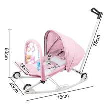 2-in-1-Klappbare Babywippe, Babynest mit Rädern und Schiebegriff, 0–3 Jahre, das beste Geschenk für Ihr Baby, rosa/grau