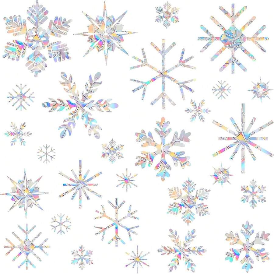 1 件圣诞树、雪花和驯鹿窗贴花、适合冬季家居装饰的彩色彩虹窗贴、防止鸟类碰撞的防碎玻璃贴、适合节日装饰的彩虹棱镜太阳捕手玻璃窗贴 - 彩色 - 查看 1
