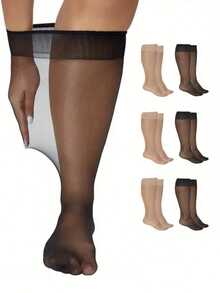 1/3/5/10 đôi tất màu da & đen, tất bắp chân, tất cỡ lớn cho nữ, tất JK, tất bắp chân, tất cao đến đầu gối đa năng cho học sinh, tất thoáng khí, tất nhung mỏng mùa hè, tất mỏng màu trơn, tất bắp chân màu da đa năng, tất ấm áp - Nhiều màu - Xem 4
