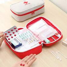 Necessaire De Primeiros Socorros Portátil Para Viagens Ao Ar Livre , Bolsa De Transporte De Medicamentos - envio imediato - Vermelho - Visão 8