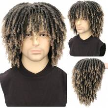 Short Dreadlock Wigs For Man Afro Twist Braided Dreadlocks Wig Synthetic Breathable Faux Locs Braids Curly Wig - 彩色 - 查看 4