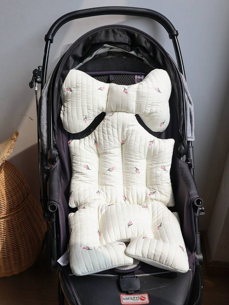 1 件婴儿厚绗缝刺绣图案婴儿推车座椅垫