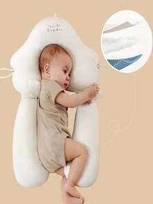 Almohada multifuncional para bebé: funciones antivuelco, lactancia y barriga, tejido de malla de aire 3D, transpirable. Grosor ajustable, fácil de cuidar. - Blanco - Ver 3