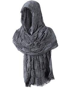 Wrap Dune Wasteland Hooded Shawl With Viking Brooch | Cowl Scarf Rogue Medieval Cloak Renaissance Costume Cape Accessories Halloween Costume