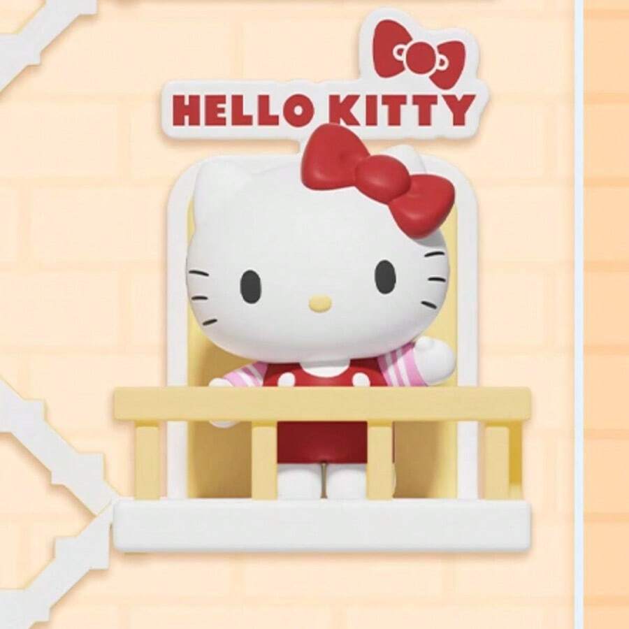 Miniso Sanrio Hello Kitty Climbing Ladder Magnetic Ornament, Q-Version Hello Kitty Design With Yellow And White Fence, Back Magnetic Attraction, Free Combination, Great For Desktop Decoration And Birthday Gift (1 PC)