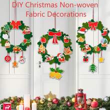 DIY Christmas Wreath Kit - Non - Woven Fabric Decorations For Xmas Party & Home Decor Create - Your - Own Christmas Wreaths - Non - Woven Fabric Craft Kit For Holiday Fun Christmas Non - Woven Fabric Wreath Decor - DIY Hanging Ornaments For Door & Wall