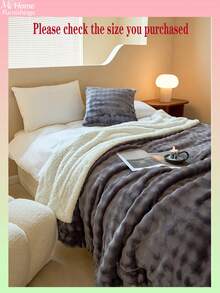 1 pieza Manta reversible suave y esponjosa de felpa de burbujas y sherpa, disponible en varios colores, decoración del hogar minimalista y de moda, adecuada para dormitorio, dormitorio de niños/niñas, siesta en el sofá, siesta en la oficina, regalo perfecto para el Día de San Valentín, lavable a máquina