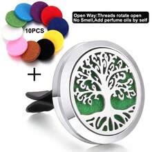 Nuevos productos difusores de aromaterapia Difusor de perfume para coche con diseño de árbol de la vida, ambientador de rejilla de ventilación, difusor de fragancia y aroma, colgante giratorio con compartimento abierto, accesorios de decoración del hogar DIY, regalos - Plateado - Ver 21