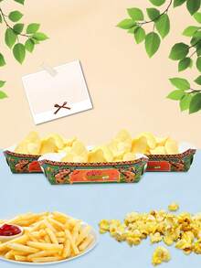 10pcs/20pcs Mexican Paper Food Trays Nacho Boats Trays Mexican Theme Decorations Mexican Food Snack Containers Paper Party Supplies Day Of The Dead Popcorn Paperboard Holder Plates For Mexican Festival Taco Birthday - Multicolor - View 4