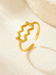 18K Gold Plated Stainless Steel Zodiac Ring, Luxury Jewelry Set With Gift Box, Suitable For Men And Women, Ideal For Daily Wear Or As A Gift For Girlfriend, Mother, Holiday