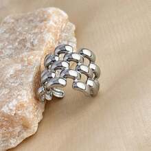 New 18K Stainless Steel Fashion Ring, The Opening Design Can Be Adjusted In Size - 6-prata - View 1
