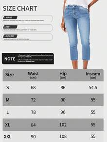 Jeans pitillo de mujer con lavado vintage - Jeans capri elásticos de longitud 7/8 de denim con bolsillos traseros bordados Retro de talle medio - Jeans de corte slim - Lavado ligero - Ver 5