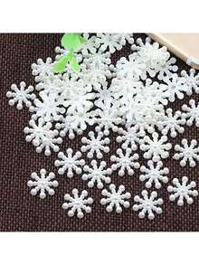 100 片/套白色仿珍珠雪花扁平半脸小雪花，适用于 DIY 手机壳、发饰、工艺品、主题派对、圣诞装饰、礼品装饰 - 彩色 - 查看 1