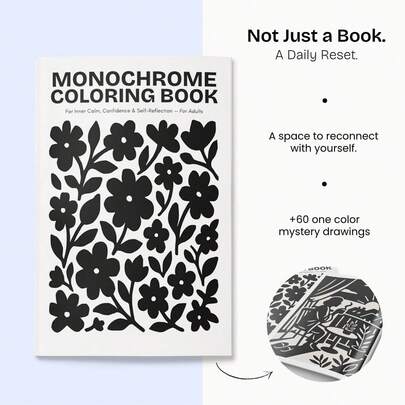 (66pages/268g/160gsm)One Color Coloring Book For Inner Calm & Self-Reflection | 60+ Monochrome Mystery Drawings & Empowering Quotes | ​For Daily Commuting, Travel & Self-Care | Mindful Creative Gift For Adults, Women & Teens | Art Therapy For Anxiety Relief | Don't Stick To Just One Color-Try Other Color Combinations!
