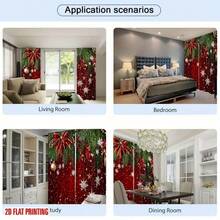 2pcs Elegant Red & White Rose Floral Print Curtains - Rod Pocket Polyester Drapes For Kitchen, Living Room, Office, Bedroom, Coffee Shop, Vacation Home - Machine Washable, Landscape Theme Decor,Christmas Curtains