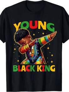 2026, Youth Black King African Pride Black History Month T-Shirt (Unisex) New Year Gift, Birthday Gift, Boys Clothes, Graphic T-Shirt - màu đen - Xem 1