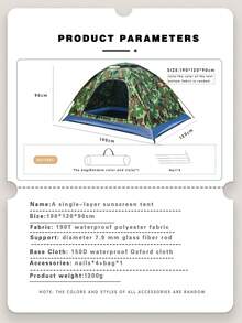 1pc Camping Tent, Multi-Color Options, Waterproof, UV-Resistant, Anti-Mosquito, Easy Assembly, Portable, Handmade, Outdoor Accessories, Suitable For 1-3 People Camping, Hiking, Trekking