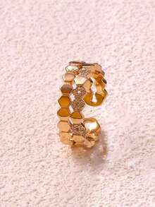 1pc Fashionable Versatile Cubic Zirconia Inlaid Open Bangle Bracelet, European And American Style
