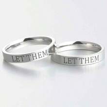 1pc Stainless Steel Inspirational Ring, 1pc "Let Them" Ring - Stainless Steel Engraved Rings, Sister, Best Friend, Self-Worth Motivational Gift - Multicolor - View 5