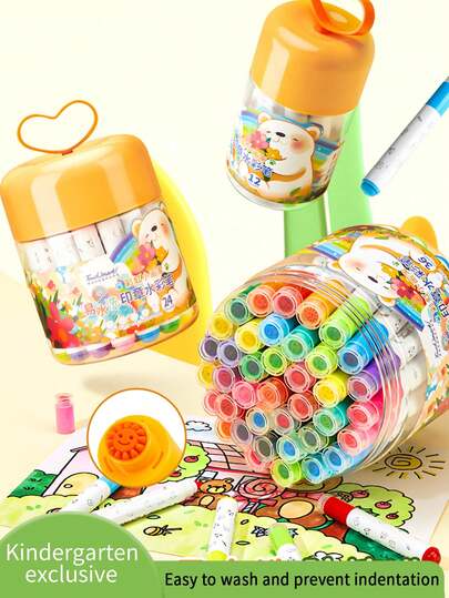 1pc Touchmark 12/24/36 Colors Cone-Tip Design Easy-Wash Stamp Watercolor Pens, Elementary School Art Supplies, Markers, Drawing Pens, Graffiti Pens, Daily Marking Pens, Cute Watercolor Pens, School Supplies
