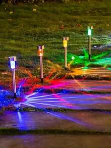 10/12pcs Solar Outdoor Lights, LED Garden Lights, Solar Landscape Lighting, Lawn Light, Patio, Courtyard Driveway, Lawn, Garden, Stairs, Street, Terrace, Festival And Other Outdoor Decorative Lighting - Multicolor - View 5