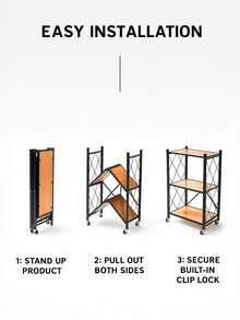 A Multi-Tiered Folding Floor-Standing Storage Rack With Casters, A Three-, Four-, Or Five-Tier Kitchen Microwave Rack, Living Room Bookshelf, Bathroom Storage Rack, And A Narrow-Gauge Household - Black (five Layers) - View 8