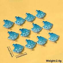 10/20 件圣诞节可爱蓝鲸鲨吊饰，树脂海洋动物吊坠，适合 DIY 珠宝制作、手链项链钥匙扣、节日礼物工艺用品 - 藍色 - 查看 3