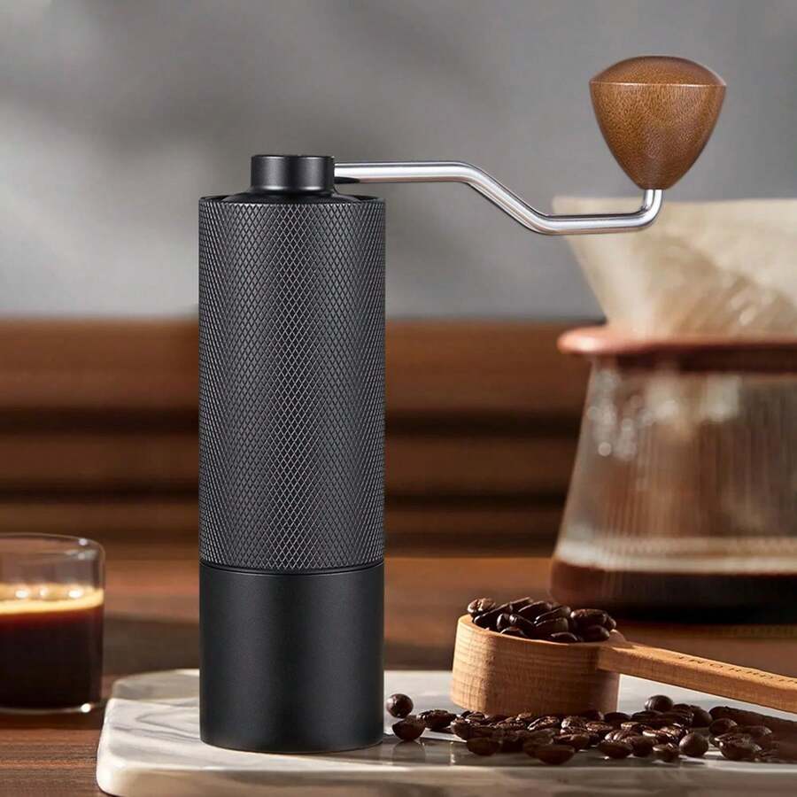 SOKANY High-Grade Stainless Steel Manual Coffee Grinder With Textured Grid Pattern Handle-Ergonomic Design Suitable For Home And Office Use, No Electricity Required, Durable And Easy To Clean, Coffee Bar Accessories