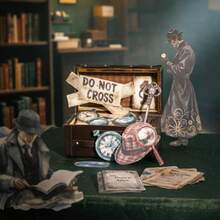 20pcs/Pack Detective Theme Stickers, Vintage Creative Aesthetic Sticker Decals, DIY Decoration Scrapbooking Craft Materials, Holiday Gift, Personalized Scrapbook School Supplies Scrapbook Supplies Stationery - Multicolor - View 5