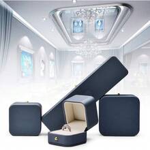 ¡RecomendadoOirlv - Preciosa caja de regalo para anillo, fabricada en piel prémium para boda, proposición de matrimonio.Estuche para joyería (azul acero)¡Top de Temporada - Collar/Baracelet/Caja de cadena larga - Ver 3