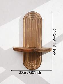 1件波西米亚风格拱形木质壁挂式置物架 - 悬浮式置物架，壁挂式储物架，适用于卧室、厨房、客厅、装饰