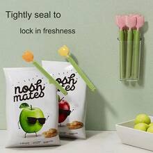5pcs + Storage Box Tulip & Carrot Magnetic Sealing Clips, Shaped Food Packaging Clips, Storage Box, Snack Bag Airtight Moisture-Proof Sealing Clips - Multicolor - View 8