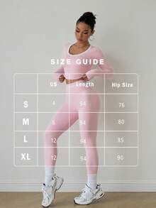 FWH Quần legging thể thao cạp cao ôm sát, thanh lịch, dễ thương, thích hợp cho chạy bộ ngoài trời, yoga, pilates, đa năng, đơn giản, thoải mái, co giãn, chất lượng cao, nâng mông, định hình vòng ba, màu hồng đào, bộ 2 món, mùa xuân. - Hồng - Xem 3