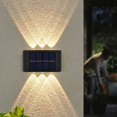 Luminaria Solar 6 Led Parede Prova Água Descoraçao Jardim Casa Área Externa