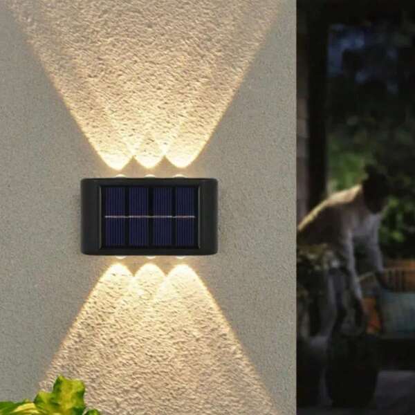 Luminaria Solar 6 Led Parede Prova Água Descoraçao Jardim Casa Área Externa