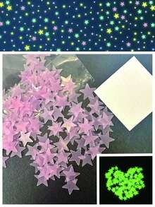 100 Pieces 3cm Glow In The Dark Wall Sticker, 3D Luminous, Single Color & Mixed Color, Fluorescent Decoration, 4cm Moon Luminous Wall Decal, Bright Luminous Plastic Self-Adhesive Sticker, Durable Home Art Decoration, Suitable For Home, Ceiling, Bedroom Wall, Room Decoration, Bathroom Wall Decoration. Wall Stickers Stickers Home Decor