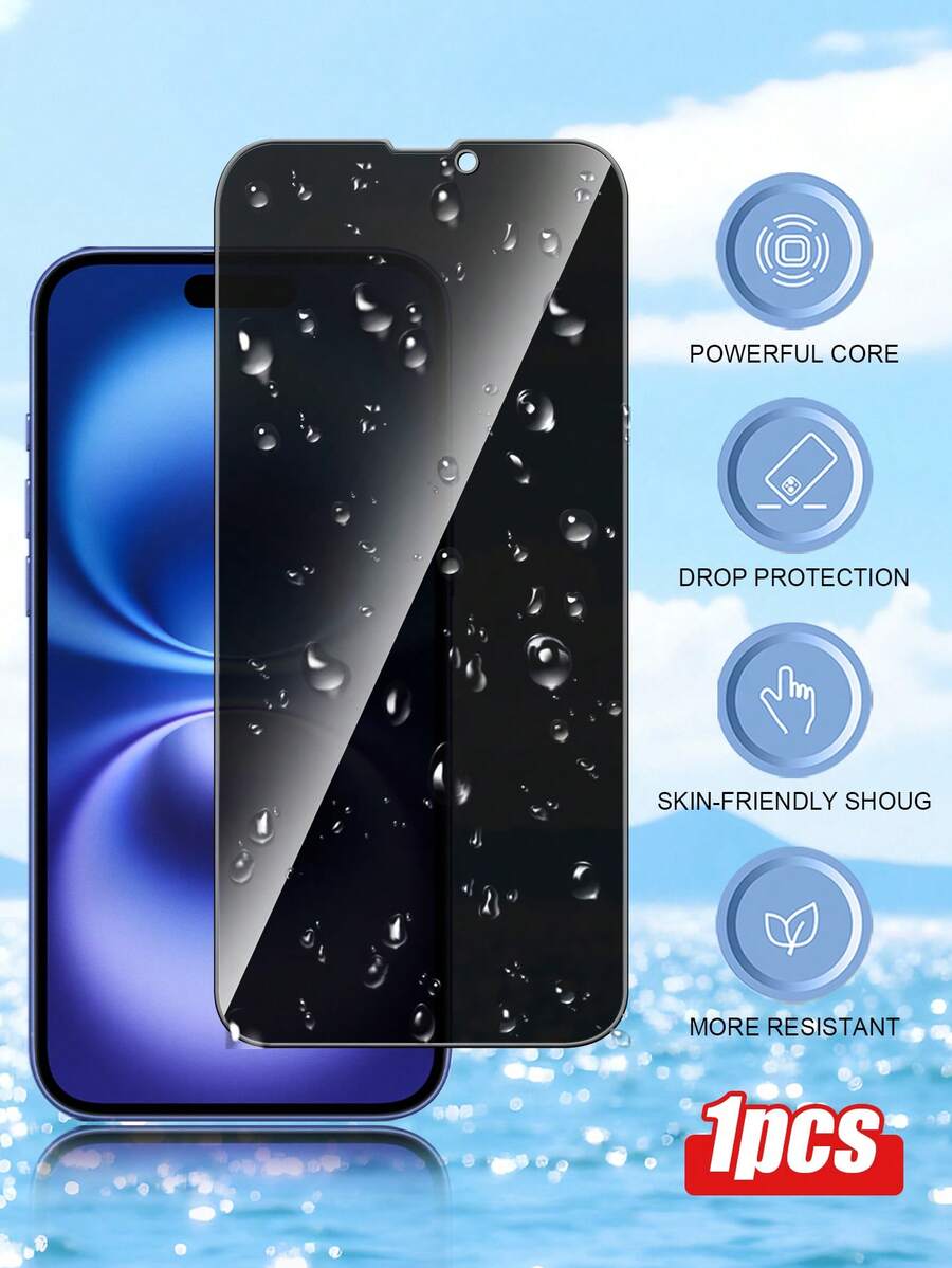 1片防水、防震、防窥屏保护膜,兼容 17、16、15、14、13、12、11 Pro Max、XR、X、XS Max、7、8 Plus、17、17 Air、17 Pro、17 Pro Max、17e系列,防刮花、防摔 - 黑色 - 查看 1