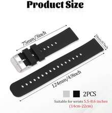 2 Piezas de Correas de Reloj de Silicona, Correas de Reloj de Reemplazo de Goma Suave de Liberación Rápida para Hombres y Mujeres - 20 mm - Ver 9