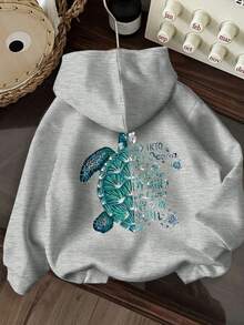 Áo nỉ giữ nhiệt in hình dành cho bé gái tuổi teen, ấm áp và thoải mái cho mùa thu/đông. - Xám - Xem 3