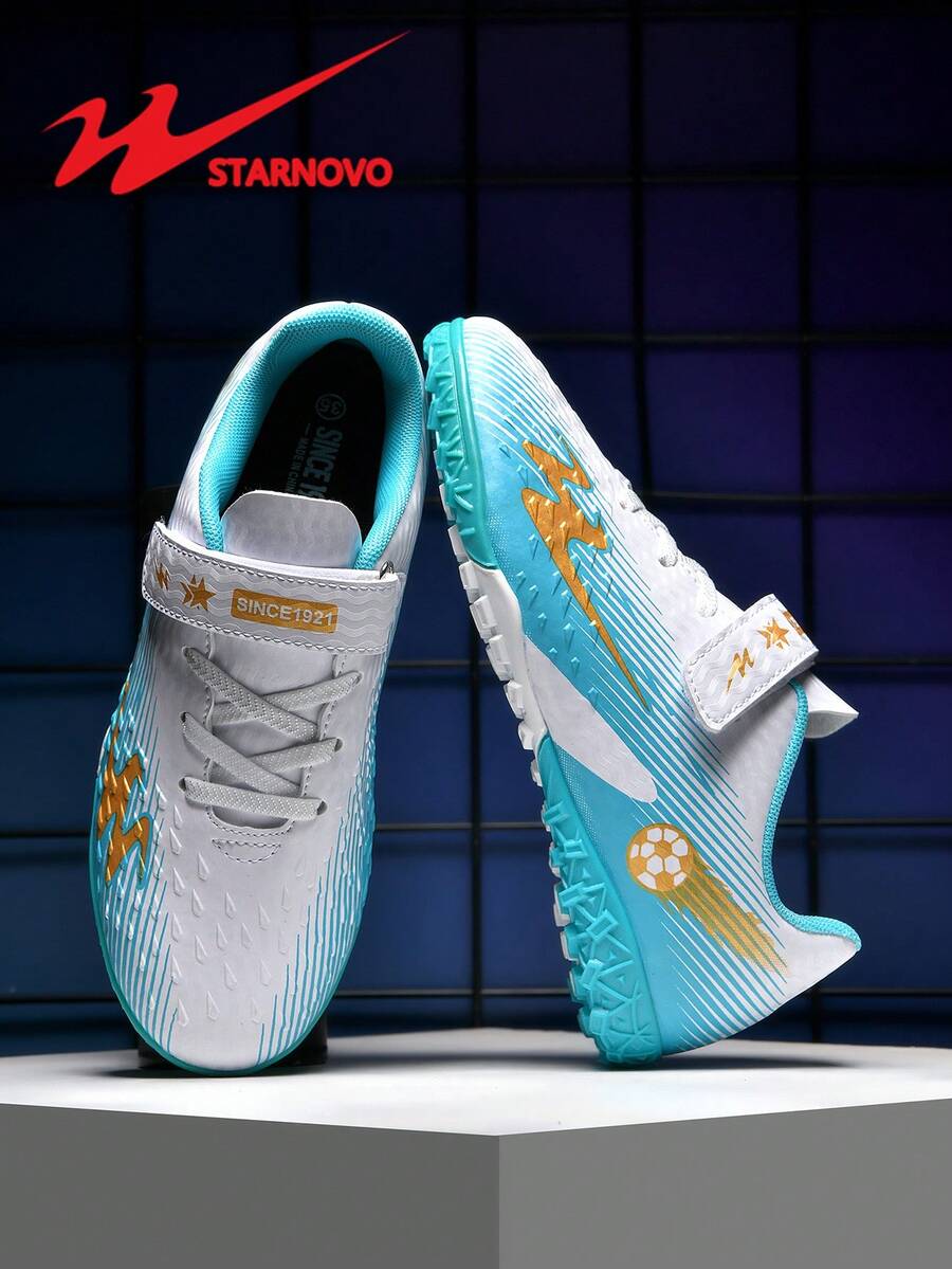 STARNOVO 儿童足球鞋，适合室内/人造草皮足球训练的男孩和女孩足球鞋，舒适的衬里，设计，时尚的运动，适合足球训练和比赛，专业足球鞋（本商品为标准尺码，如果您的脚型较瘦，建议订购小 1 码，如果您的脚型较厚，建议订购大 1 码）