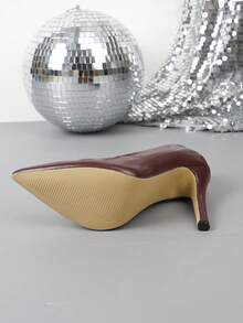 Tacones altos de punta fina, versátiles y con estilo, stilettos de tacón sexy y de fácil puesta - Burdeos - Ver 7