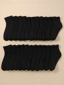 6/12/24 Pairs Of Children's Black Short Socks, Breathable Socks, Sports Socks Suitable For Daily Wear, Suitable For Boys And Girls All Seasons (1-16 Years Old) - Multicolor - View 2