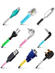 10pcs Cable Saver Protector - Snug Fit For All Cell Phones, Computers, And Chargers Compatible With All & Wires Cable Organizer ﻿ - Multicolor - View 10