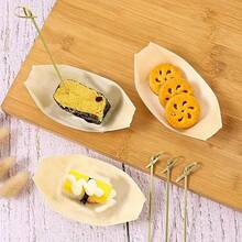 50 件/100 件 11.7 厘米小型手工木船托盘 - 抛光高品质一次性开胃菜和寿司托盘，适用于节日派对、万圣节、圣诞节、情人节、感恩节、毕业典礼 - 创意小吃和甜点容器，用于盛放食物的托盘