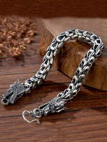 1 pezzo Braccialetto vintage alla moda fatto a mano con doppia testa di drago intrecciata, accessorio sofisticato da uomo come regalo